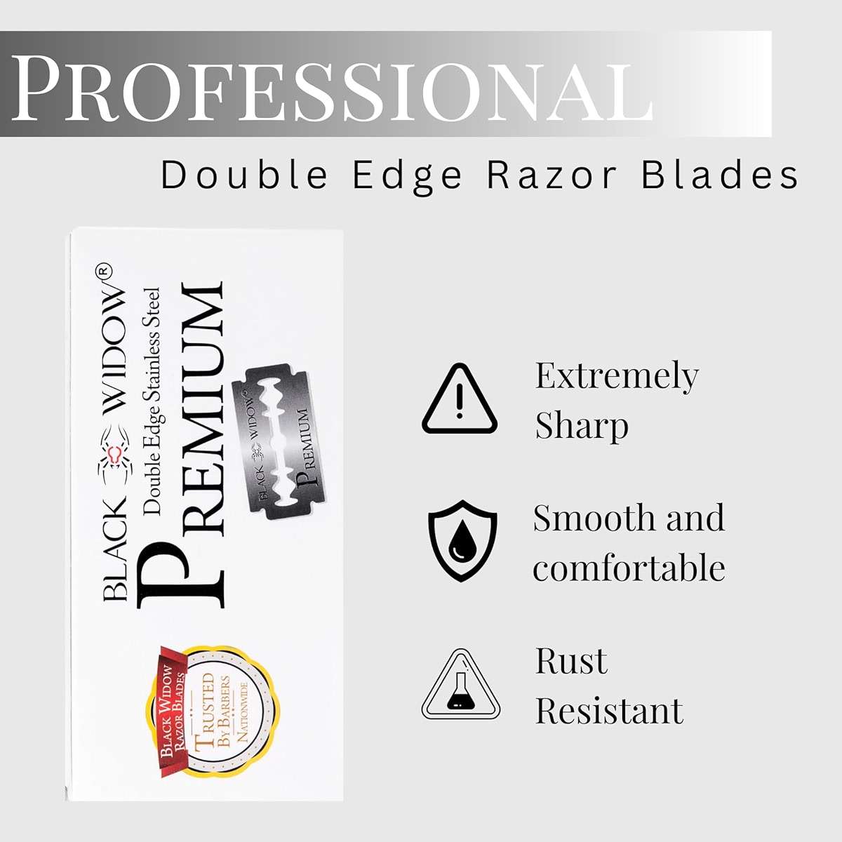 Black Widow Premium Double Edge Razor Blades - Swedish Steel Premium for Safety Razors and Straight Edge Razors - (100 Count) - Image 3