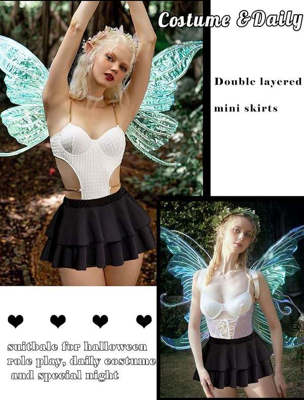 Avidlove Womens Pleated Mini Skirt Solid Ruffle Lingerie Skirts Layered Y2K Plaid Outfit for Schoolgirl Role Play XS-4XL - Image 3