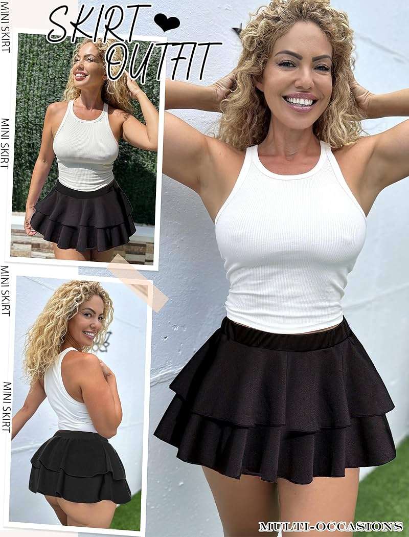 Avidlove Womens Pleated Mini Skirt Solid Ruffle Lingerie Skirts Layered Y2K Plaid Outfit for Schoolgirl Role Play XS-4XL - Image 5