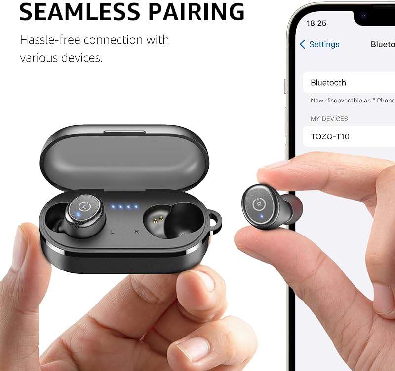 TOZO T10 Wireless Earbuds Bluetooth 5.3 Headphones, App Customize EQ, Ergonomic Design, 55H Playtime, Wireless Charging Case, IPX8 Waterproof Sound in-Ear Headset, New Version - Image 9