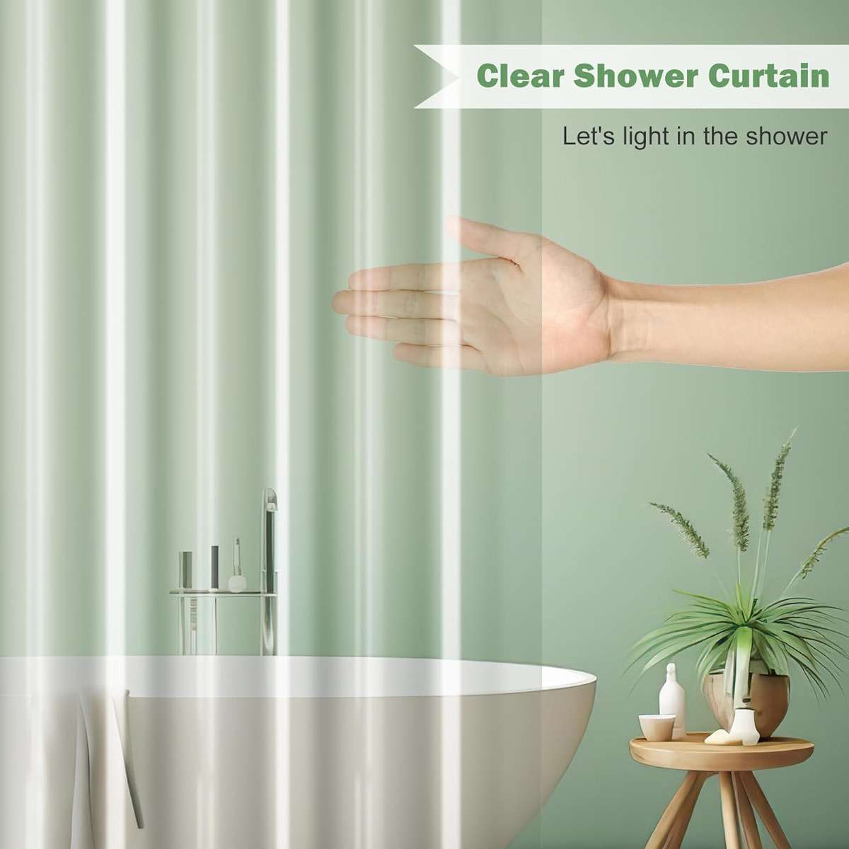 UFRIDAY Clear Shower Curtain Liner 72 x 75 inch, PEVA Bath Curtain for Home and Hotel, Extra Long Shower Curtain with 5 Magnets Bottom - Image 2