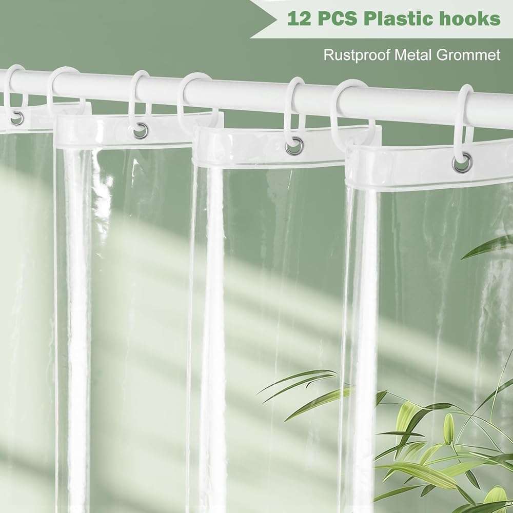 UFRIDAY Clear Shower Curtain Liner 72 x 75 inch, PEVA Bath Curtain for Home and Hotel, Extra Long Shower Curtain with 5 Magnets Bottom - Image 3