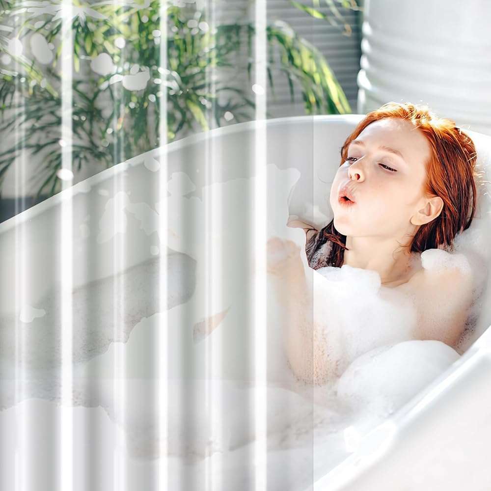 UFRIDAY Clear Shower Curtain Liner 72 x 75 inch, PEVA Bath Curtain for Home and Hotel, Extra Long Shower Curtain with 5 Magnets Bottom - Image 6