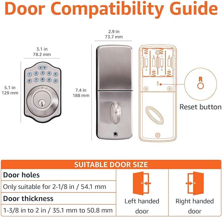 Amazon Basics Electronic Keypad Deadbolt Door Lock with Auto Lock, Customizable User Codes, One-time Codes, Touch-Control Keyless Entry, Traditional, Satin Nickel, 1-Pack - Image 2