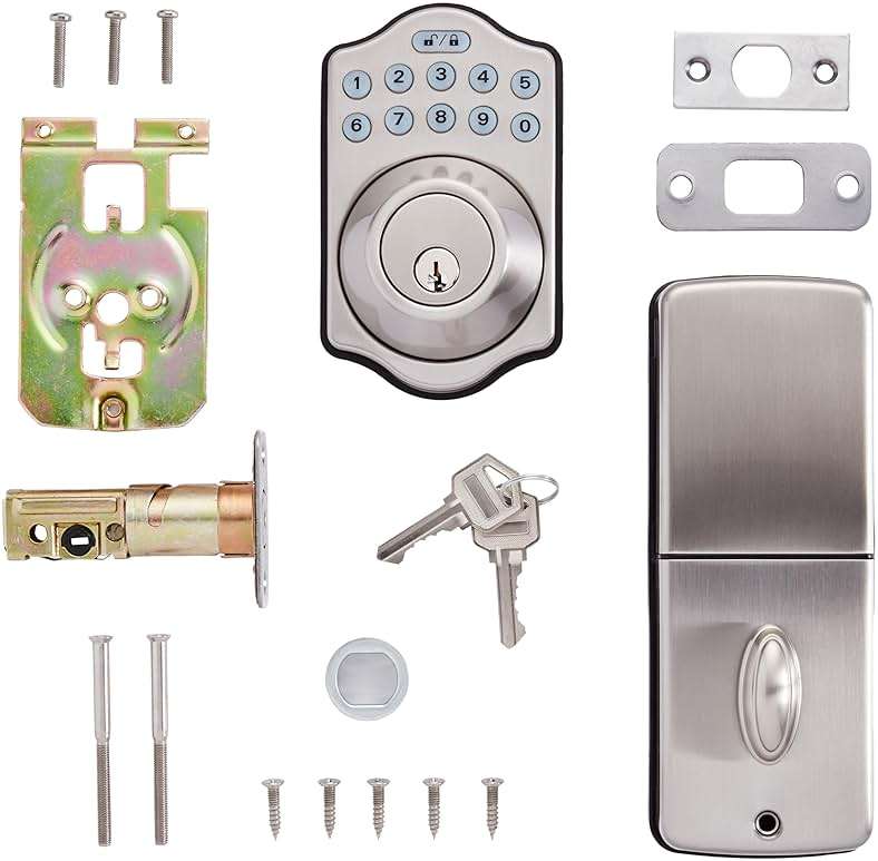 Amazon Basics Electronic Keypad Deadbolt Door Lock with Auto Lock, Customizable User Codes, One-time Codes, Touch-Control Keyless Entry, Traditional, Satin Nickel, 1-Pack - Image 4