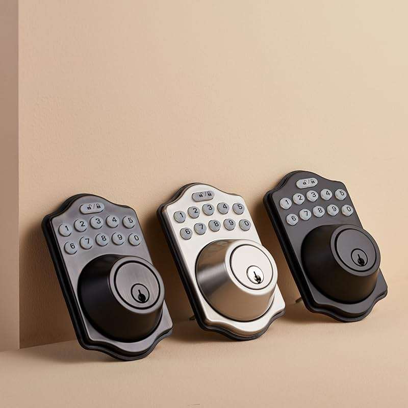Amazon Basics Electronic Keypad Deadbolt Door Lock with Auto Lock, Customizable User Codes, One-time Codes, Touch-Control Keyless Entry, Traditional, Satin Nickel, 1-Pack - Image 5