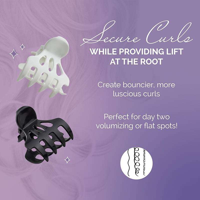 Curl Keeper Claw Clips for Thick & Thin Hair, Roller Jaw Clamps (12-Pack) - Wide Teeth Large Hair Clips for Women - Supports & Creates Volume - Hair Styling Accessories are Lightweight & Easy Clean - Image 2