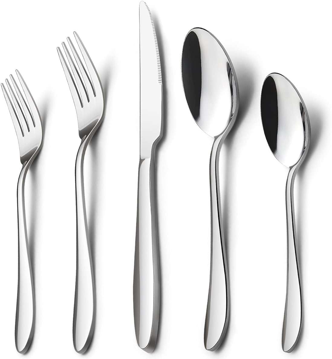 HaWare 40-Piece Silverware Set, Stainless Steel Flatware Service for 8, Modern Tableware Cutlery for Home, Elegant Eating Utensils Include Knives/Spoons/Forks, Mirror Polished, Dishwasher Safe - Image 1