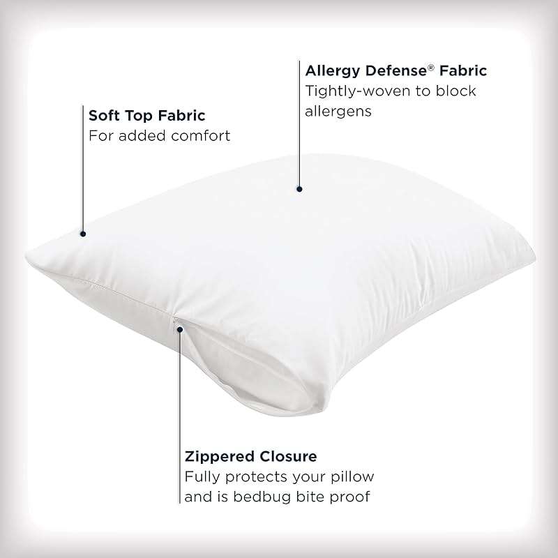Set of 4 Standard/Queen AllerEase Pillow Protectors - Moisture Wicking, Advanced Allergy Protection - Premium Polyester, Zippered Protectors - Image 3