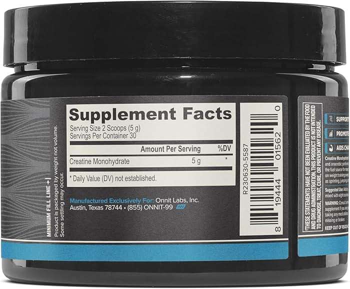 ONNIT Creatine Monohydrate Powder, IGEN(TM) Non-GMO Tested 5g Premium Creatine for Muscle Strength, Power and Lean Mass, Supports Brain Health, Brain Cellular Energy, Unflavored, 30 Servings, 5.29 oz - Image 2
