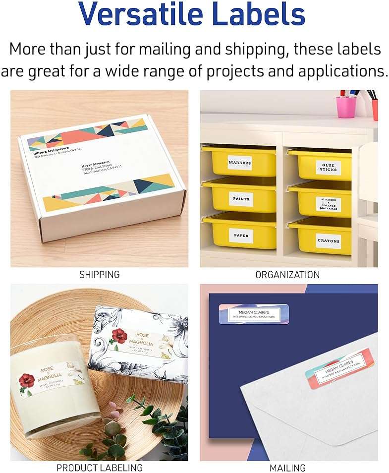 Avery Easy Peel Printable Address Labels with Sure Feed, 1" x 2-5/8" Customizable Stickers, White, 1,500 Blank Mailing Labels, Great for Mailing, Shipping, and More (2-Pack of 5260) - Image 5