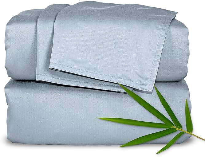 Pure Bamboo Queen Sheets, Genuine 100% Organic Viscose Derived from Bamboo Bed Sheet Set, Luxuriously Soft & Cooling, Double Stitching, 2 Year Quality Promise (Queen, Sterling Blue) - Image 1