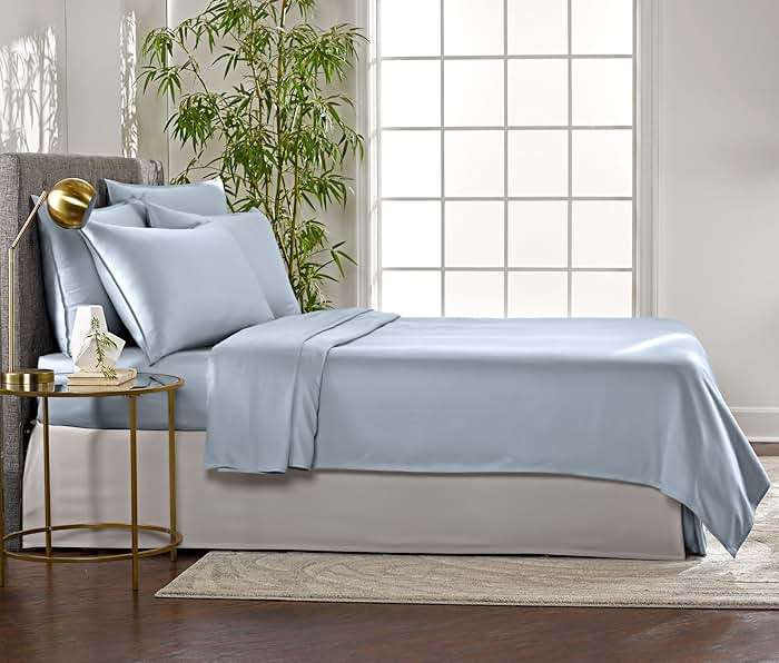Pure Bamboo Queen Sheets, Genuine 100% Organic Viscose Derived from Bamboo Bed Sheet Set, Luxuriously Soft & Cooling, Double Stitching, 2 Year Quality Promise (Queen, Sterling Blue) - Image 2