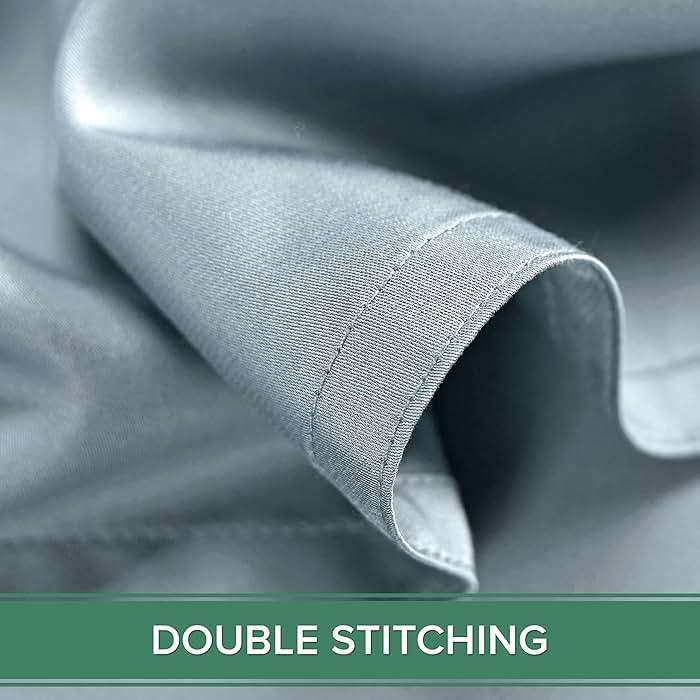 Pure Bamboo Queen Sheets, Genuine 100% Organic Viscose Derived from Bamboo Bed Sheet Set, Luxuriously Soft & Cooling, Double Stitching, 2 Year Quality Promise (Queen, Sterling Blue) - Image 8