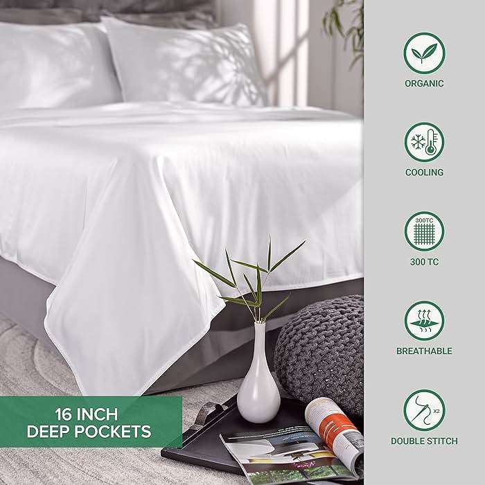 Pure Bamboo Queen Sheets, Genuine 100% Organic Viscose Derived from Bamboo Bed Sheet Set, Luxuriously Soft & Cooling, Double Stitching, 2 Year Quality Promise (Queen, Sterling Blue) - Image 9