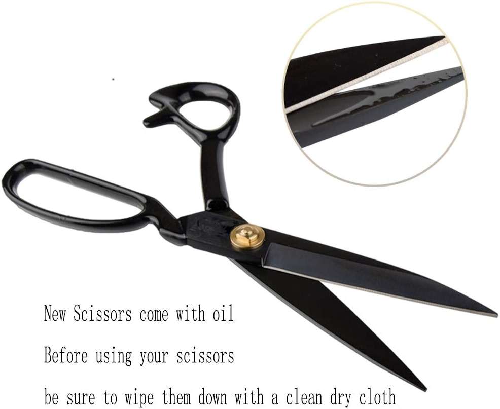 LNKA Sewing Scissors For Fabric Black - Professional Heavy Duty Industrial Strength High Carbon Steel Shears for Leather Paper Sewing Craft Home Office Artists Students Tailors Dressmakers (11 Inch) - Image 5