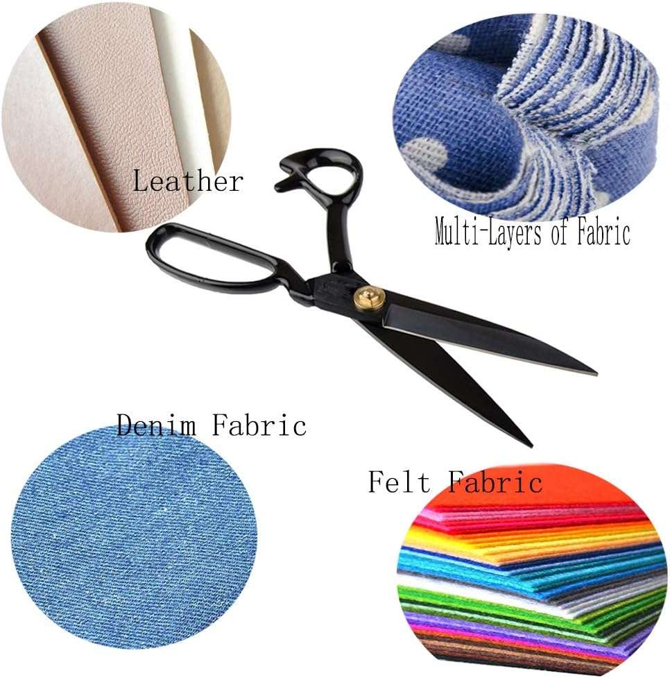 LNKA Sewing Scissors For Fabric Black - Professional Heavy Duty Industrial Strength High Carbon Steel Shears for Leather Paper Sewing Craft Home Office Artists Students Tailors Dressmakers (11 Inch) - Image 6