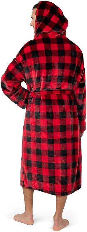 PAVILIA Mens Robe, Hooded Fleece Bathrobe for Men, Plush Long Warm Robe for Male Bath Spa - Image 3