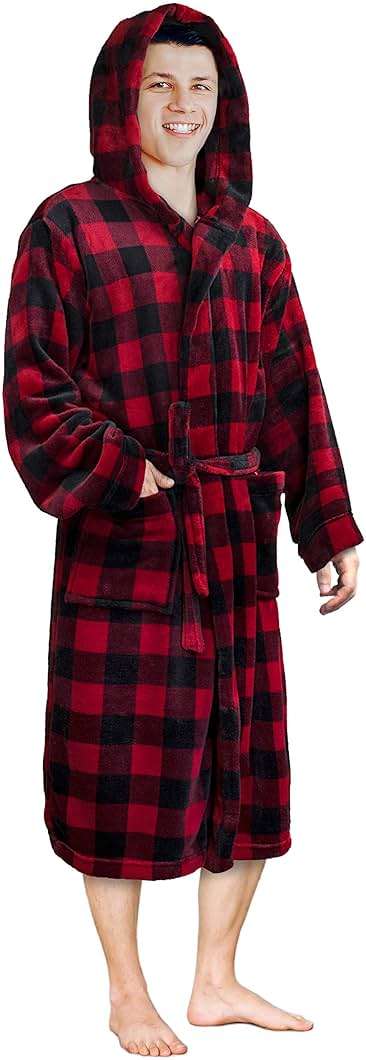 PAVILIA Mens Robe, Hooded Fleece Bathrobe for Men, Plush Long Warm Robe for Male Bath Spa - Image 8