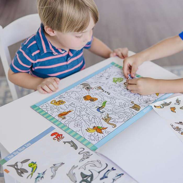 Melissa & Doug Seek & Find Sticker Pad – Animals, 400+ Stickers & 14 Scenes to Color, Search & Find Sticker Activity Pad for Coloring & Matching, Creative Learning Toys for Kids 4+ - FSC Certified - Image 2