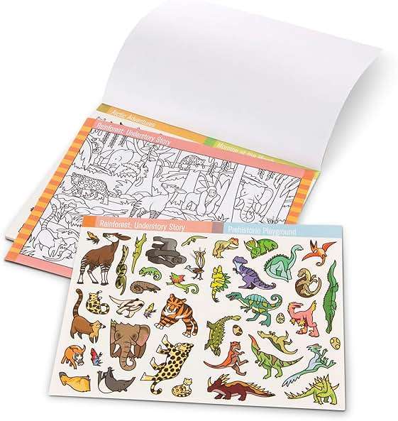 Melissa & Doug Seek & Find Sticker Pad – Animals, 400+ Stickers & 14 Scenes to Color, Search & Find Sticker Activity Pad for Coloring & Matching, Creative Learning Toys for Kids 4+ - FSC Certified - Image 5