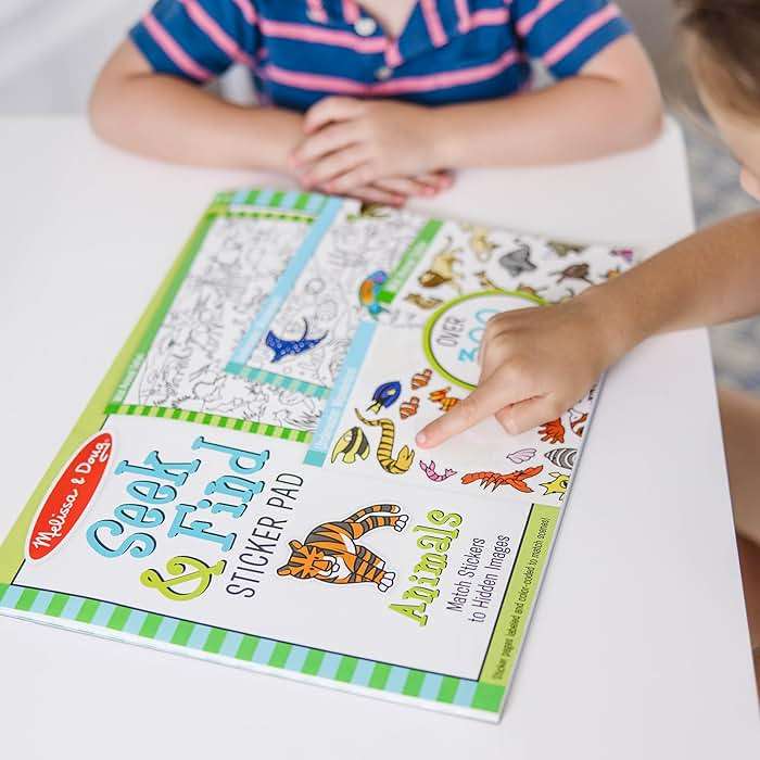 Melissa & Doug Seek & Find Sticker Pad – Animals, 400+ Stickers & 14 Scenes to Color, Search & Find Sticker Activity Pad for Coloring & Matching, Creative Learning Toys for Kids 4+ - FSC Certified - Image 6
