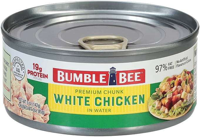 Bumble Bee Premium White Chicken Breast with Rib Meat in Water - 19g Protein per Serving - Gluten Free, Keto Friendly Canned Chicken - 5 oz (Pack of 1) - Image 1
