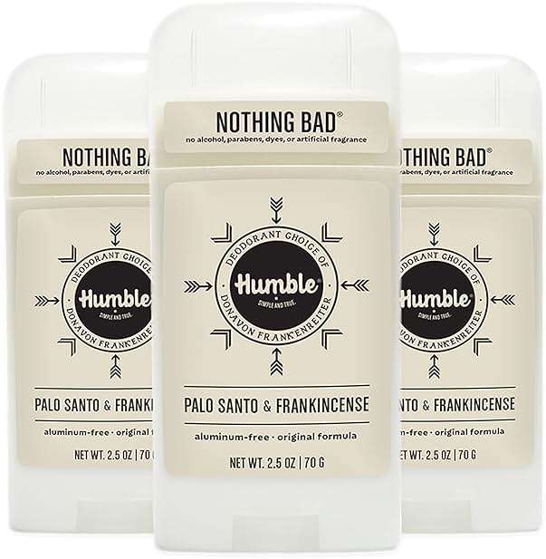 Humble Aluminum-Free Deodorant for Women & Men, Palo Santo & Frankincense - Clean & Fresh Natural Deodorant Stick with Essential Oils for Long-Lasting Odor Control - 3 Pack - Image 1