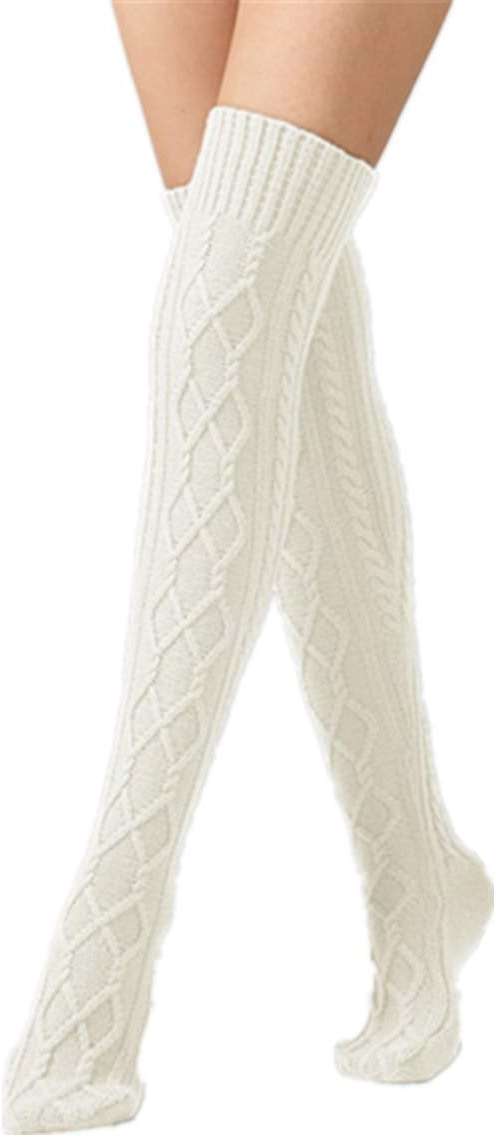Leoparts Cable Knit Thigh High Socks for Women Over the Knee Boot Socks Extra Long Leg Warmer Winter Stockings - Image 1