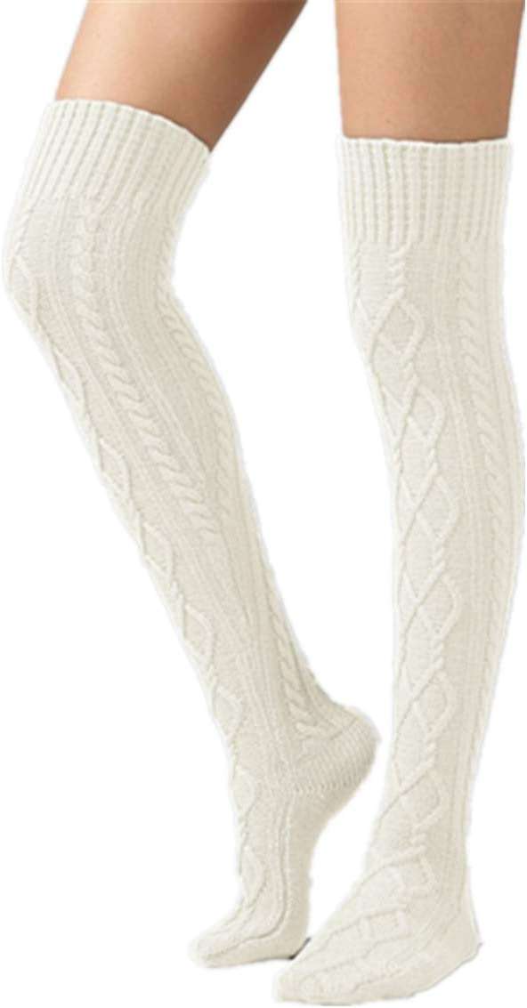 Leoparts Cable Knit Thigh High Socks for Women Over the Knee Boot Socks Extra Long Leg Warmer Winter Stockings - Image 2