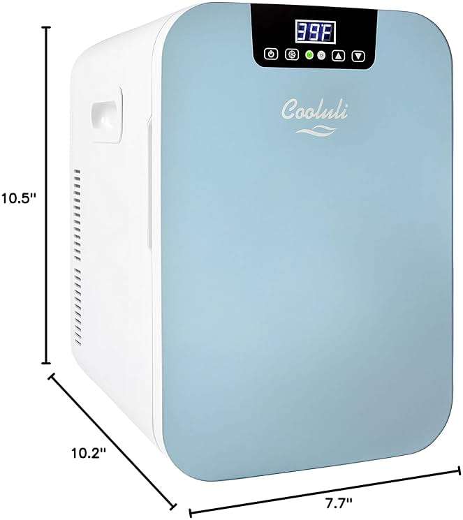Cooluli 20L Mini Fridge For Bedroom - Car, Office Desk & College Dorm Room Glass Front Digital Temperature Control 12v Small Refrigerator for Food, Drinks, Skin Care, Beauty Breast Milk (Blue) - Image 2