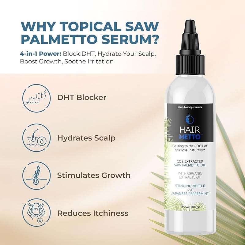 HAIRMETTO Saw Palmetto Extract Serum for Hair Loss, Hair Growth Serum with Stinging Nettle, Rosemary Oils and Peppermint Scent, Hair Serum for Men and Women - 4oz (118ml) - Image 2