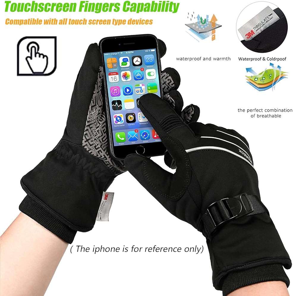 MOREOK Waterproof & Windproof -30°F Winter Gloves for Men/Women, 3M Thinsulate Thermal Gloves Touch Screen Warm Gloves for Skiing,Cycling,Motorcycle,Running - Image 5