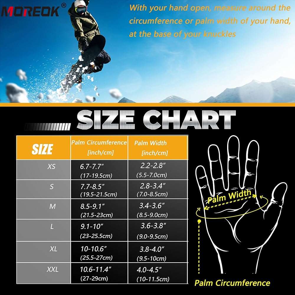 MOREOK Waterproof & Windproof -30°F Winter Gloves for Men/Women, 3M Thinsulate Thermal Gloves Touch Screen Warm Gloves for Skiing,Cycling,Motorcycle,Running - Image 6