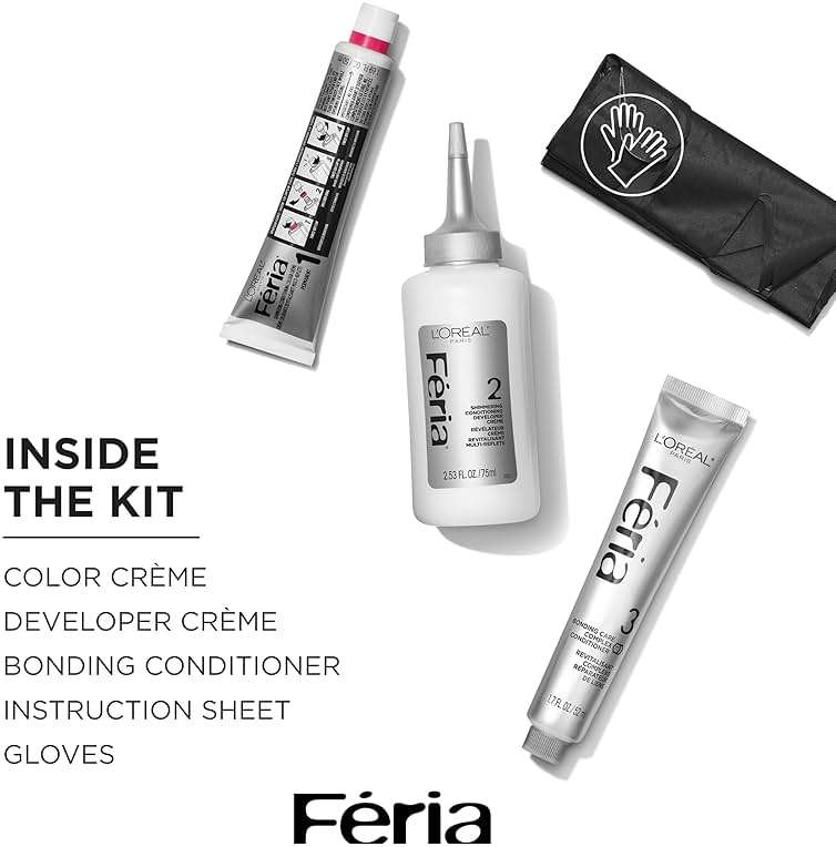 L'Oreal Paris Feria Multi-Faceted Shimmering Permanent Hair Color, Smokey Silver, Pack of 1 Hair Dye Kit - Image 5