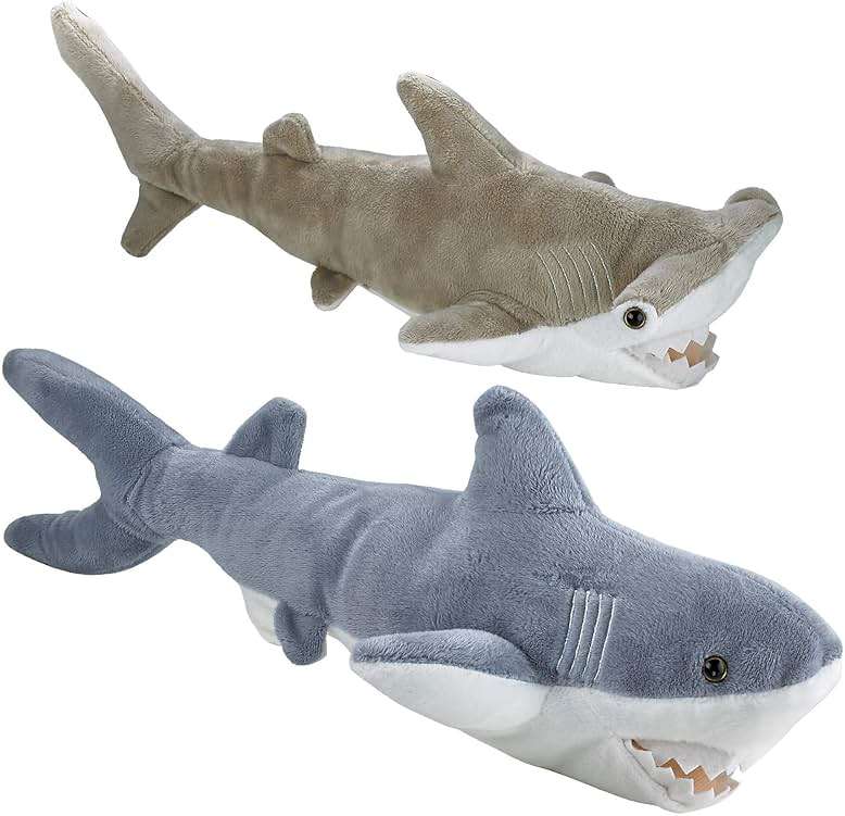 Bedwina Stuffed Animal Sharks - Pack of 2 Large, 14 inch Mako & 13 inch Hammerhead Plush Shark Toys, Stuff Animals Toy, for Baby Toddlers & Kids - Image 8