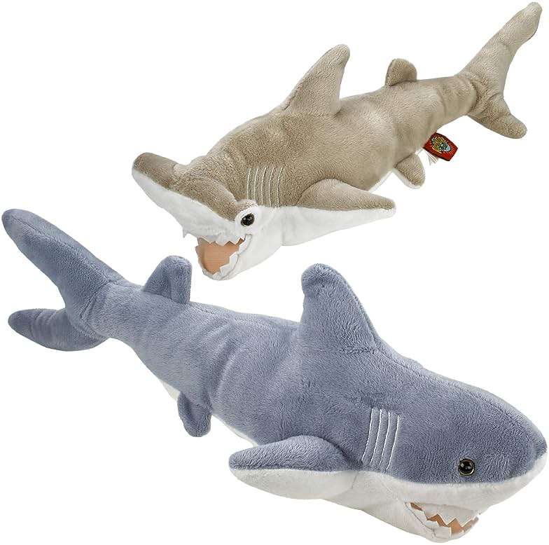 Bedwina Stuffed Animal Sharks - Pack of 2 Large, 14 inch Mako & 13 inch Hammerhead Plush Shark Toys, Stuff Animals Toy, for Baby Toddlers & Kids - Image 9