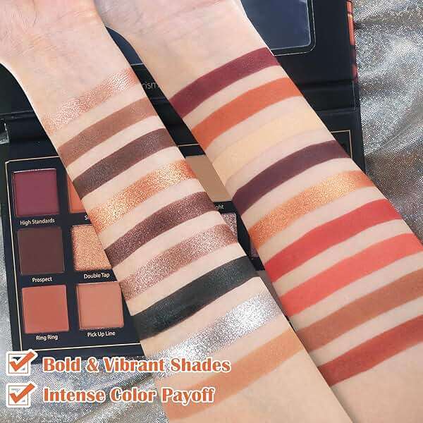 Matte Eyeshadow Palette Pro 18 Colors Pigmented Shimmer Glitter Eye Shadow Palette, Long Lasting Waterproof Dark Smokey Powder Cosmetics Pallet Halloween Valentine Gift Makeup Kit (01# Seductress) - Image 3