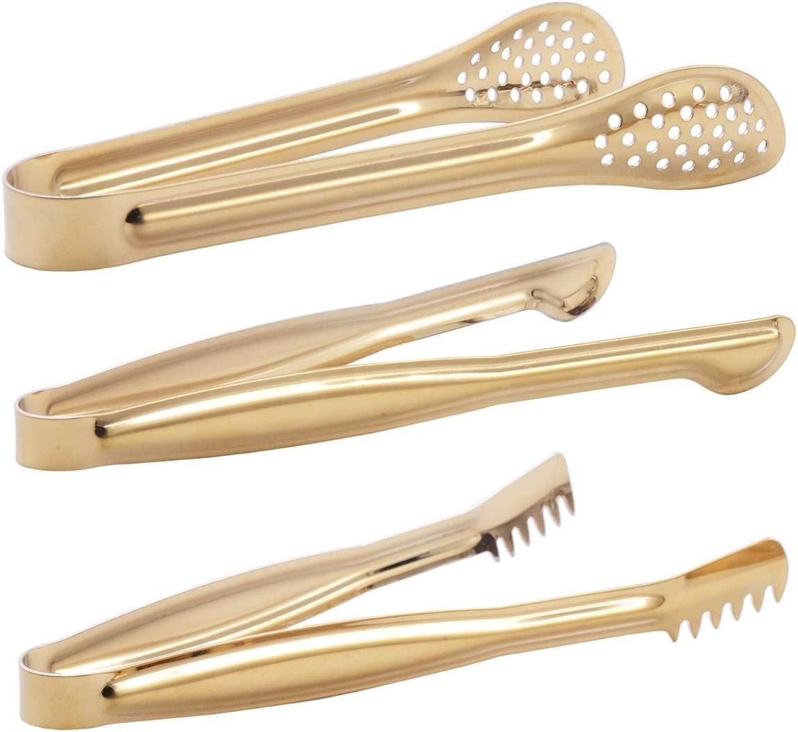 HINMAY Gold Plated Mini Serving Tongs Set 6-Inch Appetizers Tongs Stainless Steel Small Sugar Cube Tongs Ice Tongs, Set of 6 - Image 3
