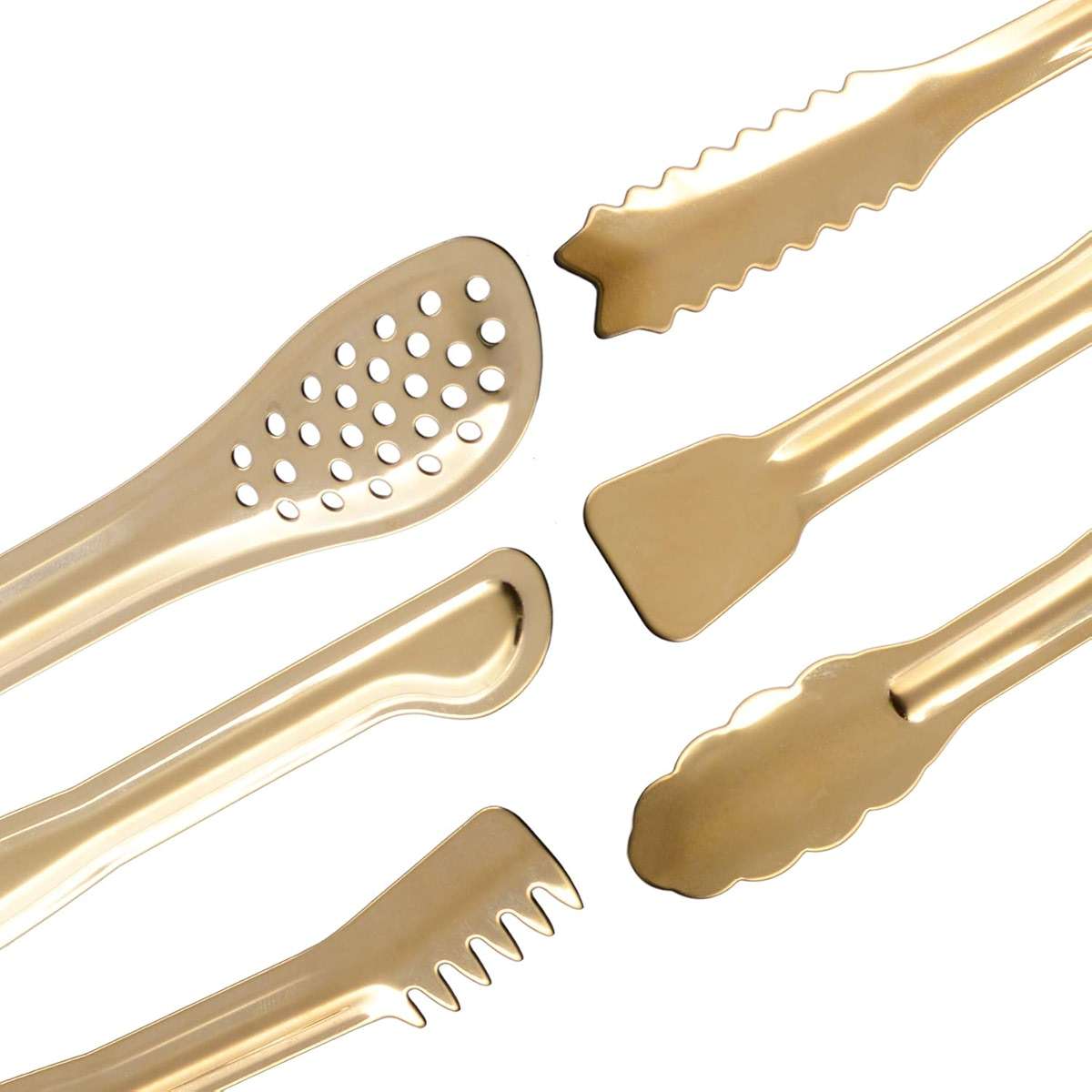 HINMAY Gold Plated Mini Serving Tongs Set 6-Inch Appetizers Tongs Stainless Steel Small Sugar Cube Tongs Ice Tongs, Set of 6 - Image 6