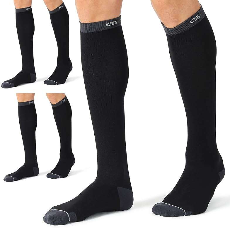 CelerSport 3 Pairs Compression Socks for Men and Women Running Support Socks - Image 1