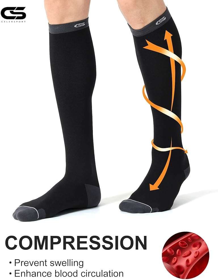CelerSport 3 Pairs Compression Socks for Men and Women Running Support Socks - Image 3