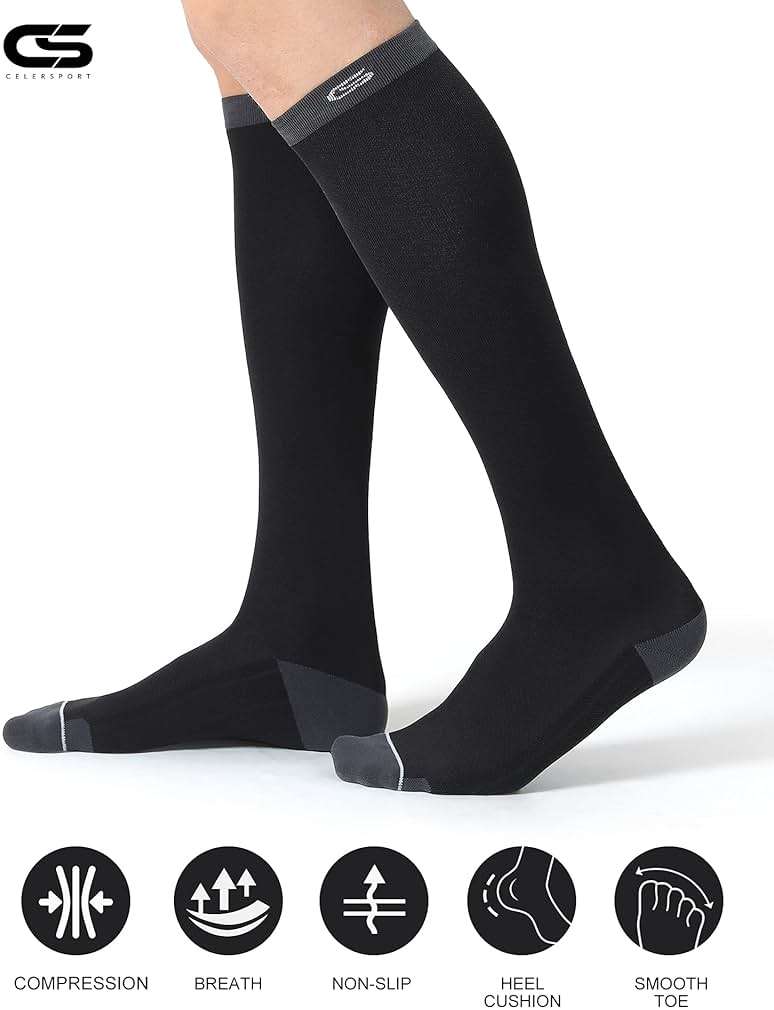 CelerSport 3 Pairs Compression Socks for Men and Women Running Support Socks - Image 4