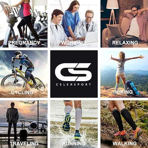 CelerSport 3 Pairs Compression Socks for Men and Women Running Support Socks - Image 5