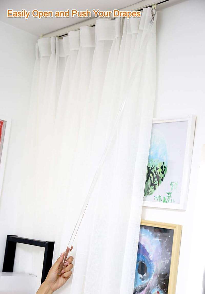 2 Pack 36 Inch Universal Drapery Pull Rod Invisible Clear Curtain Wand for Easier Opening and Back (Acrylic, 36") - Image 2