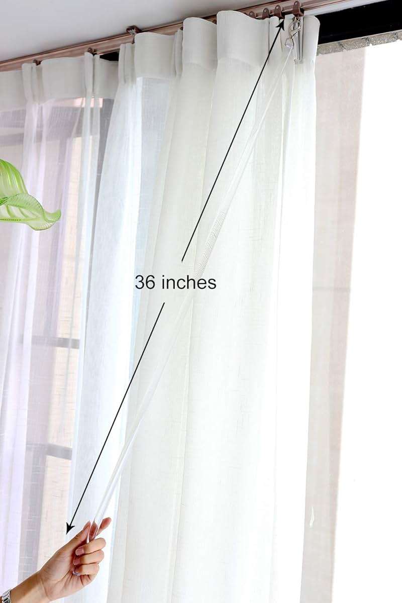 2 Pack 36 Inch Universal Drapery Pull Rod Invisible Clear Curtain Wand for Easier Opening and Back (Acrylic, 36") - Image 8