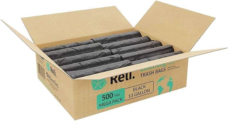 Reli. EcoStrong 13 Gallon Trash Bags | 500 Count Bulk | Black | Eco-Friendly | Made from Recycled Material - Image 3