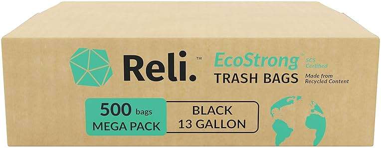 Reli. EcoStrong 13 Gallon Trash Bags | 500 Count Bulk | Black | Eco-Friendly | Made from Recycled Material - Image 5
