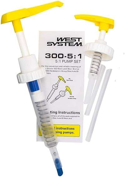 WEST SYSTEM 105B Epoxy Resin (126.6 fl oz) Bundle with 205B Fast Epoxy Hardener (27.5 fl oz) and 300 Mini Pumps Epoxy Metering 3-Pack Pump Set (3 Items) - Image 2