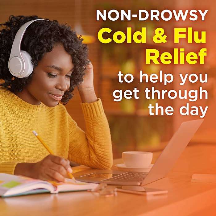 Amazon Basic Care Daytime Cold & Flu Liquid Caps; Cold Care for Daytime Cold and Flu, Orange, 48 Count (Pack of 1) - Image 4